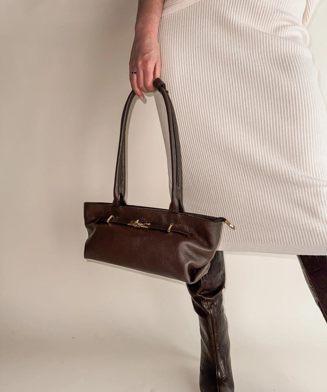 TOREBKA Z NATURALNEJ SKÓRY LEA CZEKOLADOWA - BLUMANIA